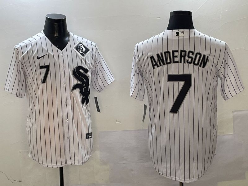 Men Chicago White Sox #7 Anderson White Stripe Game 2025 Nike MLB Jersey style 7->chicago white sox->MLB Jersey